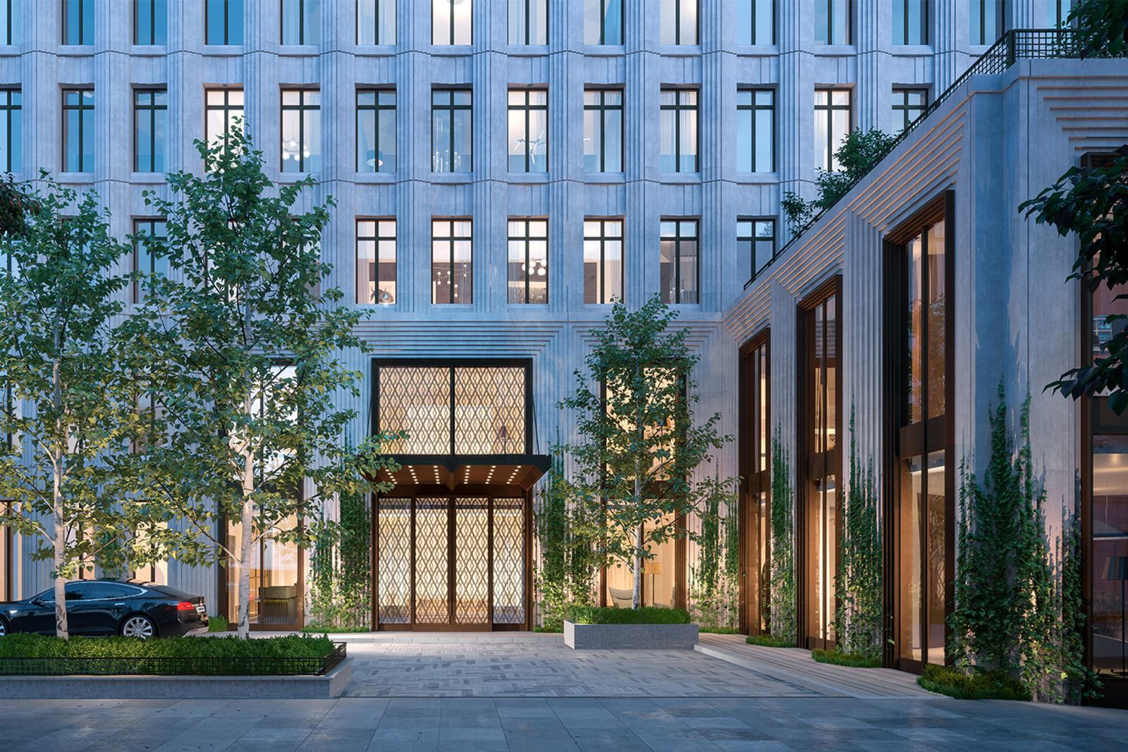 Entrance of The Vandewater condominium in Manhattan